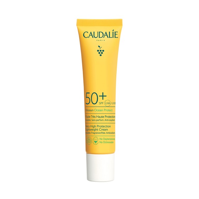 Caudalie Vinosun Ocean Protect Lightweight Cream SPF50+ Αντηλιακή Κρέμα Προσώπου Χωρίς Άρωμα για Ευαίσθητες Επιδερμίδες 40ml