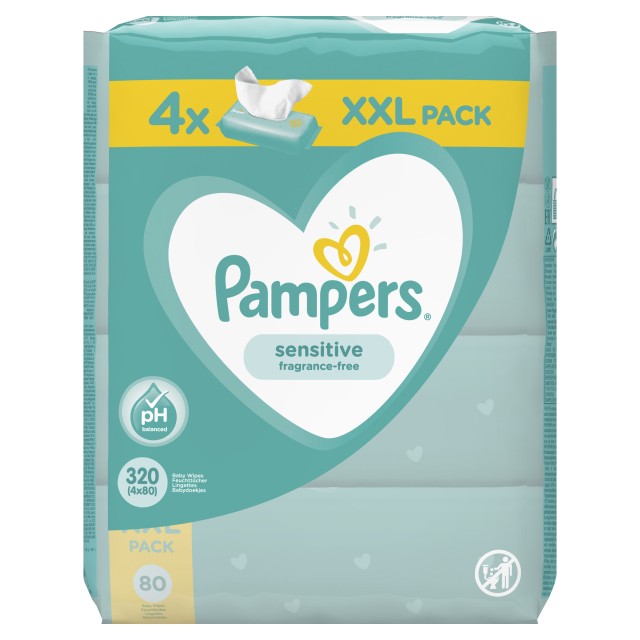 Pampers PROMO Baby Wipes Sensitive Μωρομάντηλα 4 Πακέτα x 80 Τεμάχια [320 Τεμάχια]