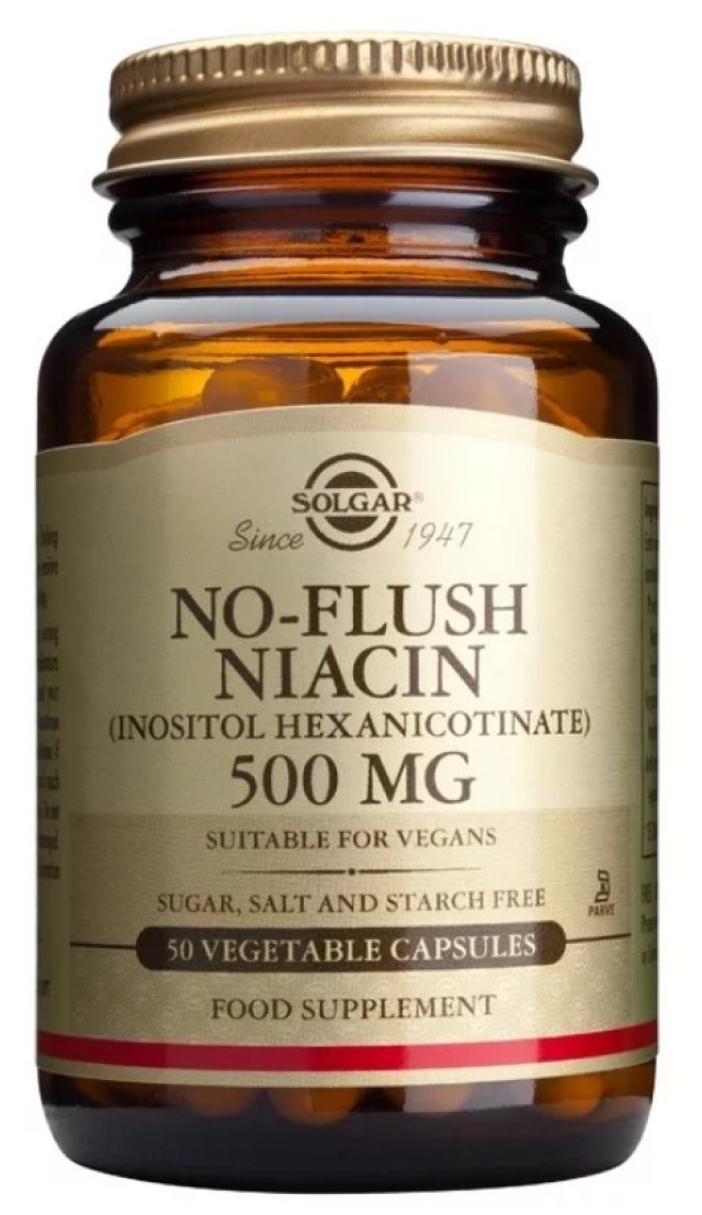 Solgar No Flush Niacin 500mg Συμπλήρωμα Διατροφής για το Κυκλοφορικό Σ …