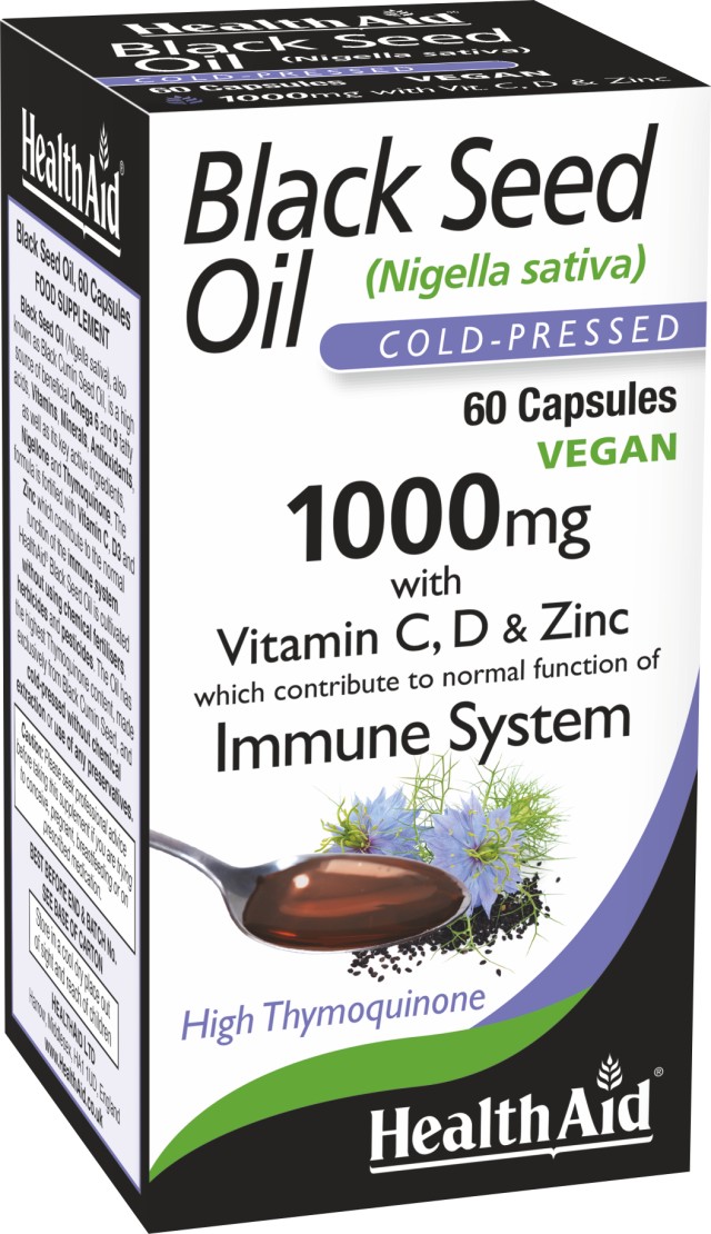 Health Aid Black Seed Oil 1000mg για Ενίσχυση του Ανοσοποιητικού 60 Κά …