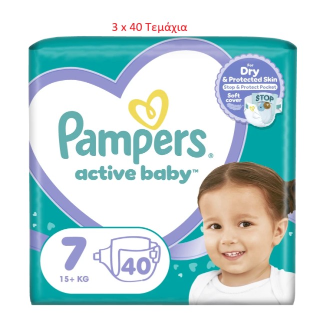 Pampers Active Baby Μέγεθος 7 [15+kg] 3x40 Πάνες