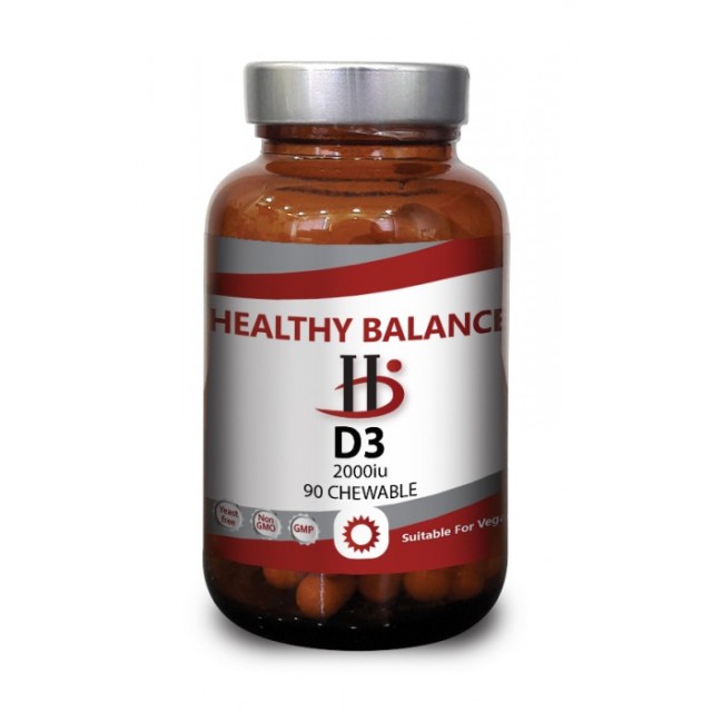 Healthy Balance D3 2000IU Συμπλήρωμα Διατροφής με Βιταμίνη D3 90 Μασώμενες Ταμπλέτες