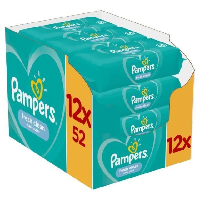 Pampers PROMO Baby Wipes Fresh Clean 12x52 Μωρομάντηλα Pampers PROMO Baby Wipes Fresh Clean 12x52 Μωρομάντηλα