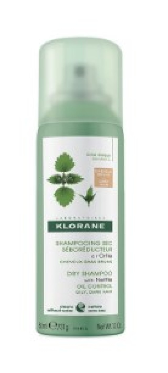 Klorane Shampoo Spray Sec Ortie for Dark Hair Ξηρό Σαμπουάν για Καστανά-Σκούρα Λιπαρά Μαλλιά 50ml