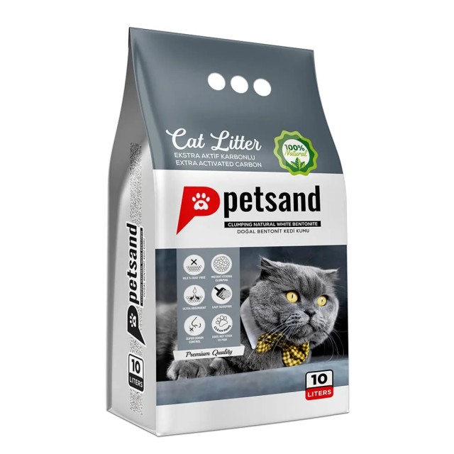 Petsand Carbon Άμμος για Γάτες με Κόκκους Ενεργού Άνθρακα 10lt
