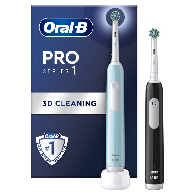 Oral B Pro Series 1 Duo Edition Ηλεκτρικές Οδοντόβουρτσες Μπλε & Μαύρη 2 Τεμάχια