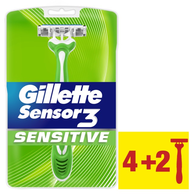 Gillette Sensor 3 Sensitive - Aνδρικα Ξυραφάκια Μιας Χρήσης, (4+2 Δωρο) Τεμάχια