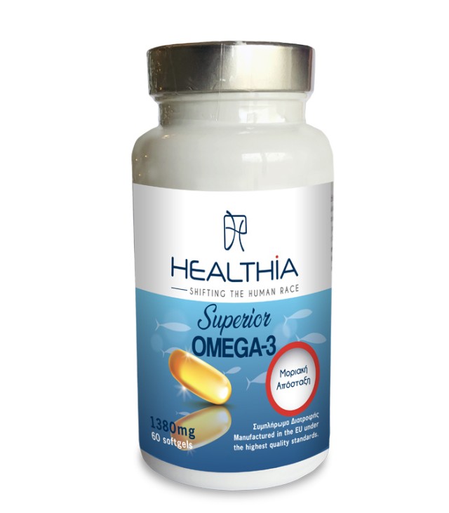 Healthia Superior Omega 3 1380mg Συμπλήρωμα Διατροφής με Ω3 Λιπαρά Οξέ &hellip;