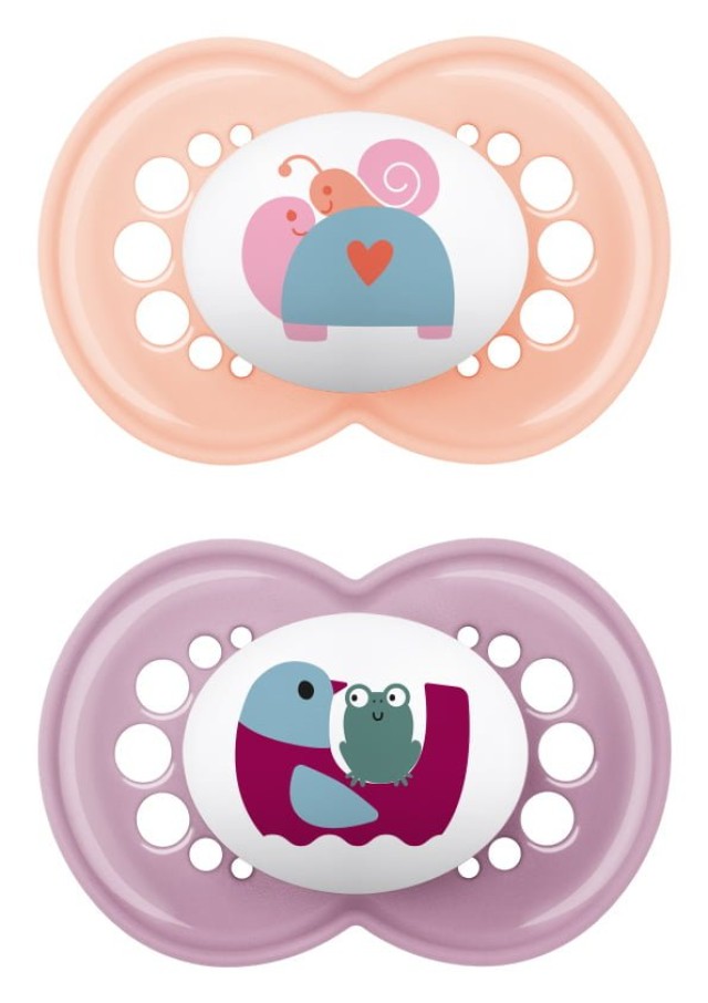 Mam Original Ορθοδοντική Πιπίλα Σιλικόνης για 6-16m & Θήκη Σομόν - Μωβ …