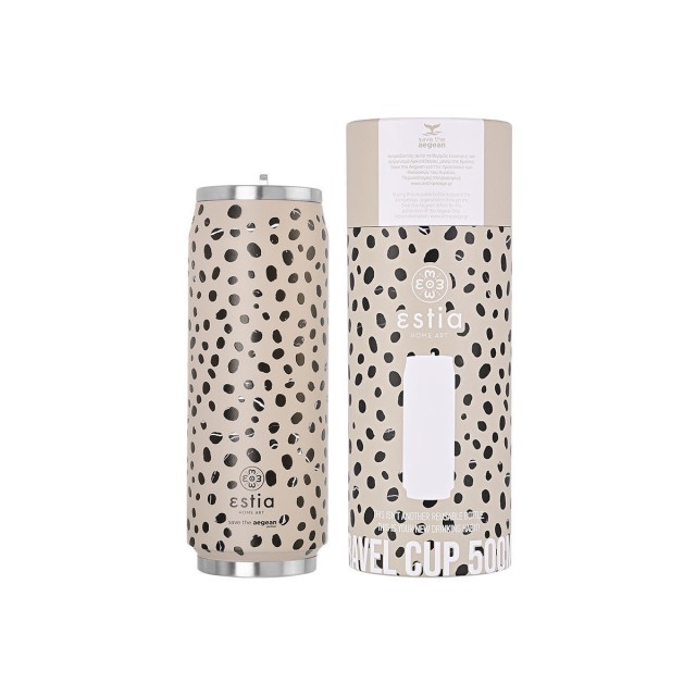 Estia Ποτήρι Θερμός Travel Cup Save The Aegean Leopard Taupe 500ml Estia Ποτήρι Θερμός Travel Cup Save The Aegean Leopard Taupe 500ml