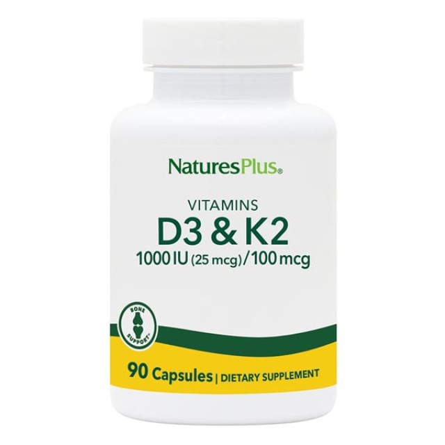 Natures Plus Vitamin D3 1000IU+K2 Συμπλήρωμα Διατροφής για το Ανοσοποι …