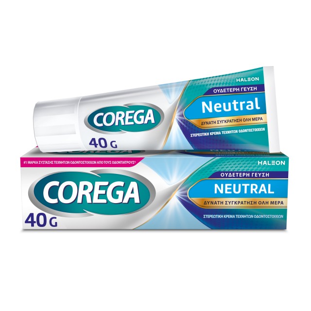 Corega Neutral, Fixing Cream for Artificial Dentures, with Neutral Flavor 40gr