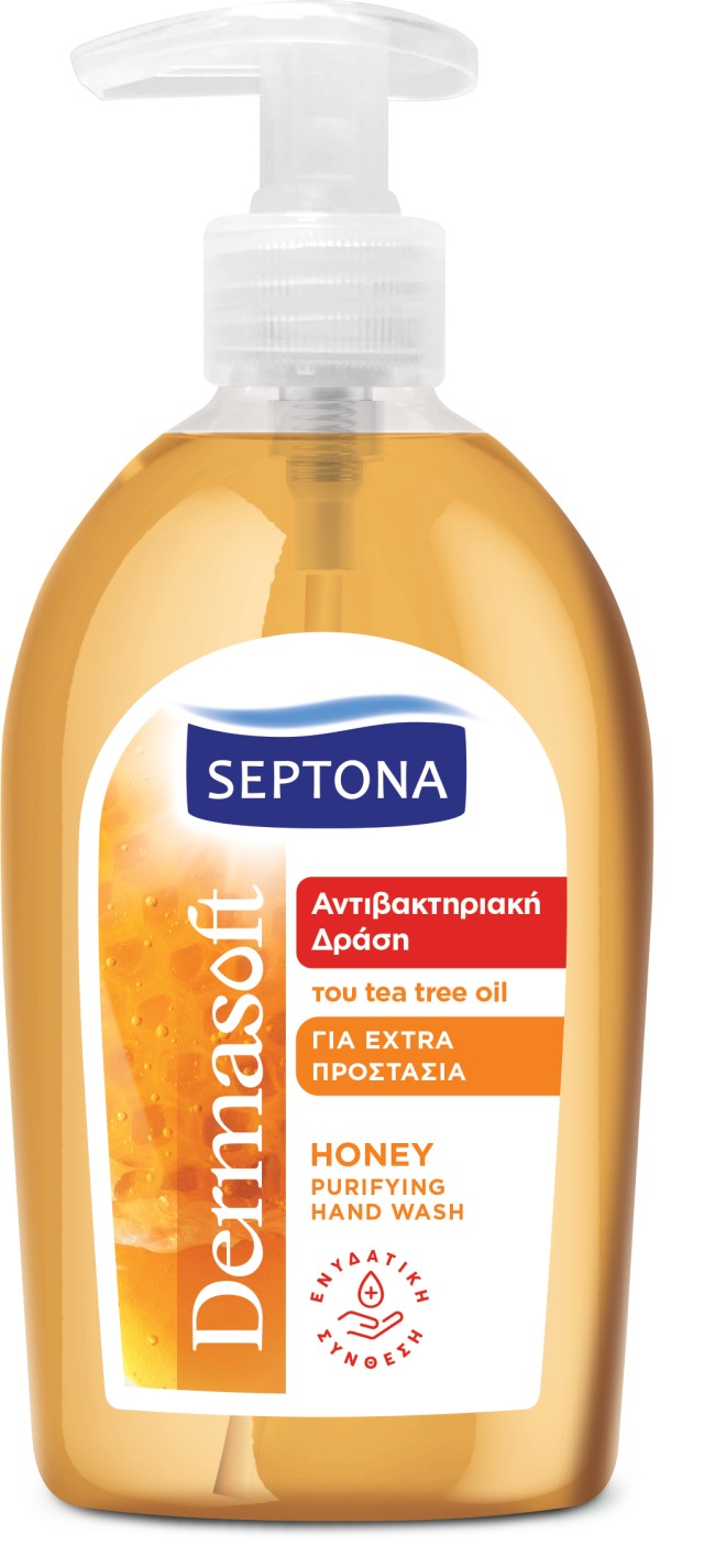 Septona DermaSoft Hand Wash Υγρό Σαπούνι Χεριών με Αντιβακτηριακή Δράση Μέλι 600ml με Αντλία
