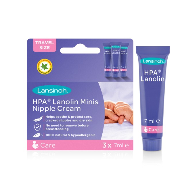 Lansinoh HPA Lanolin Nipple Cream Minis Κρέμα Λανολίνης για την Προστασία των Τραυματισμένων Θηλών 3x7ml