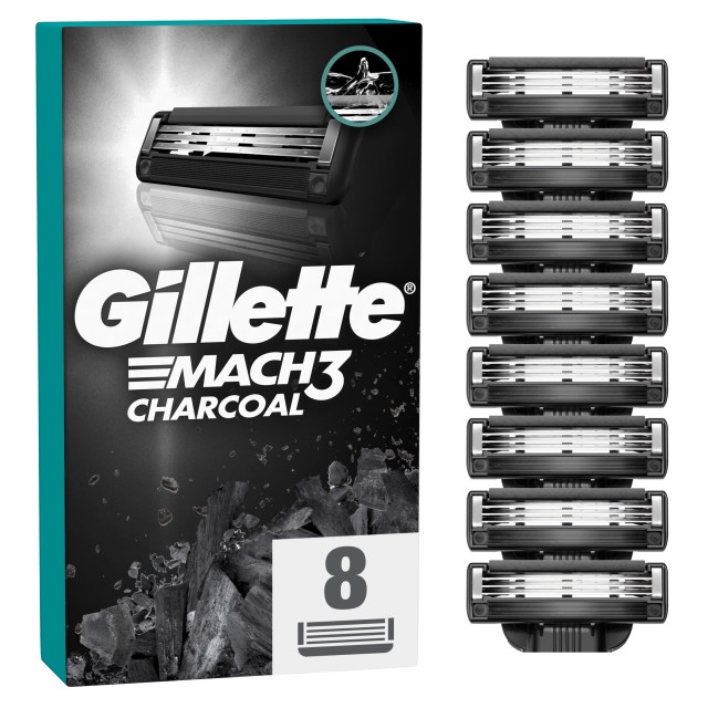 Gillette Mach 3 Charcoal Ανταλλακτικές Κεφαλές Ξυριστικής Μηχανής με 3 …