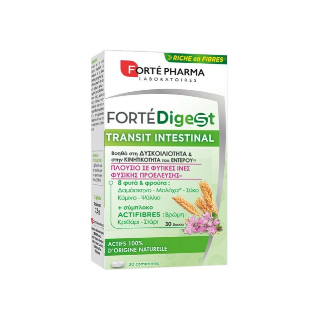 Forte Pharma Fortedigest Transit Intestinal Συμπλήρωμα Διατροφής για την Δυσκοιλιότητα και την Κινητικότητα του Εντέρου 30 Ταμπλέτες
