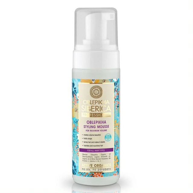 Natura Siberica Οblepikha Styling Mousse Αφρός Μαλλιών για Μέγιστο Όγκ …