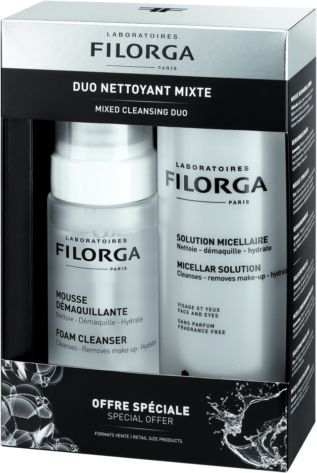 Filorga PROMO Double Cleansing Box με Foam Cleanser Αφρός Καθαρισμού Προσώπου 150ml & Micellar Solution Νερό Καθαρισμού 400ml (-50% στο Micellar)