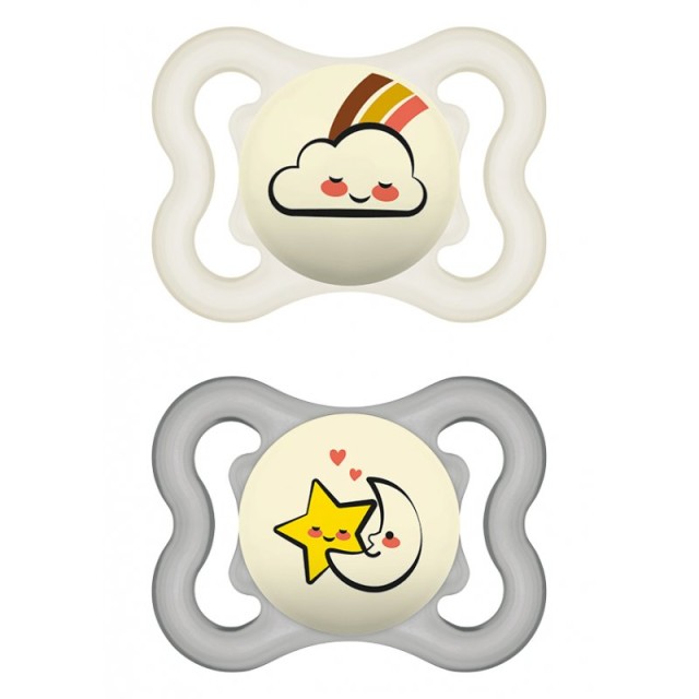 Mam Supreme Night Πιπίλα Σιλικόνης για 2-6m+ με Θήκη 2 Τεμάχια [148S]