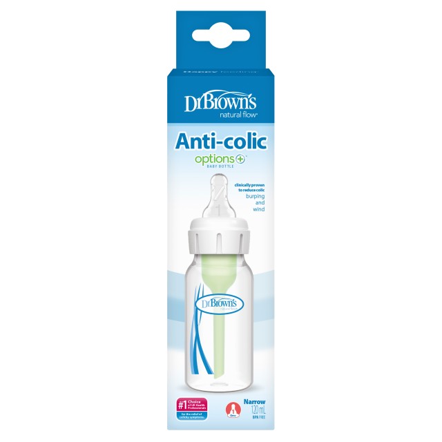 Dr. Browns Options Anti Colic Πλαστικό Μπιμπερό με Στενό Λαιμό & Θηλή &hellip;