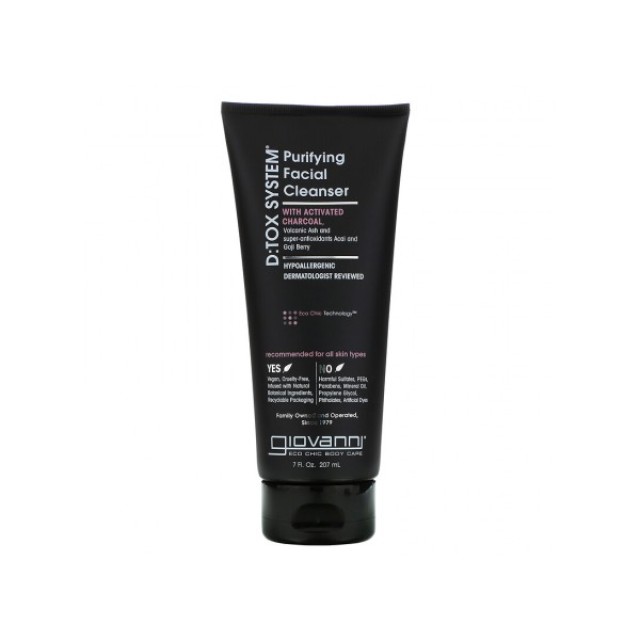 Giovanni D:Tox Purifying Facial Cleanser Activated Charcoal Καθαριστικό Προσώπου με Ενεργό Άνθρακα 207ml