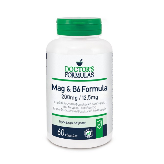 Doctors Formulas Mag & B6 Formula 200mg/12.5mg Συμπλήρωμα Διατροφής γι …