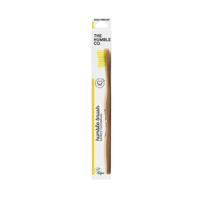 The Humble Co. Bamboo Toothbrush Adult Yellow Medium Οδοντόβουρτσα Ενηλίκων από Μπαμπού Κίτρινη Μέτρια 1 Τεμάχιο