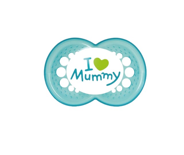 Mam Πιπίλα με Θηλή Σιλικόνης I Love Mummy Μπλε για Αγόρι 16m+ 1 Τεμάχιο [255S]