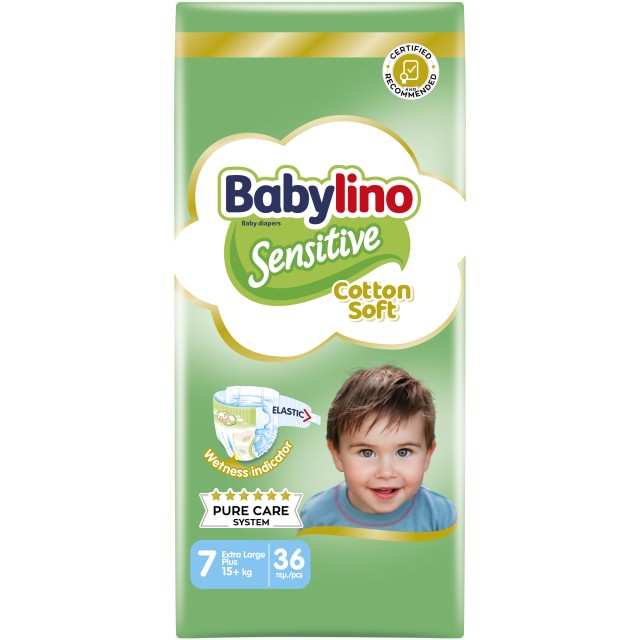 Πάνες Babylino Sensitive Cotton Soft No7 [15+kg] Value Pack 36 Πάνες