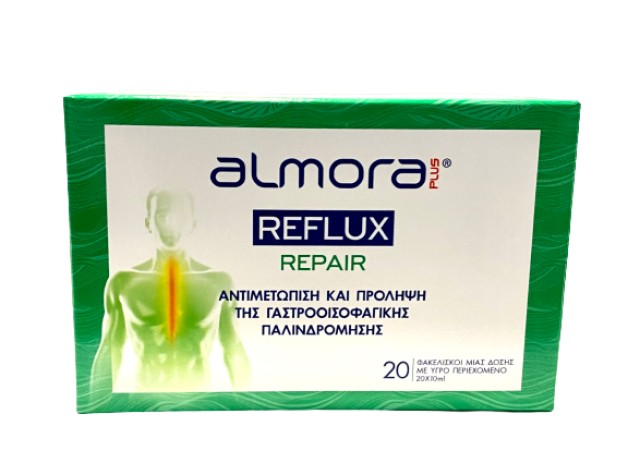 Elpen Almora Reflux Repair Ιατροτεχνολογικό Προϊόν για την Αντιμετώπιση και Πρόληψη της Γαστροοισοφαγικής Παλινδρόμησης 20 Φακελίσκοι x 10ml με Υγρό Περιεχόμενο