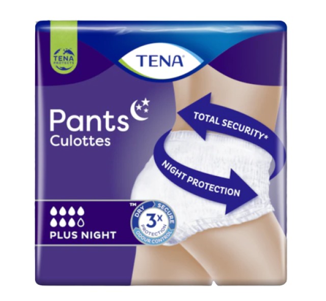 Tena Pants Plus Night Μέγεθος:Medium Εσώρουχα Ακράτειας Νυκτός Λευκό 12 Τεμάχια [7 Σταγόνες]