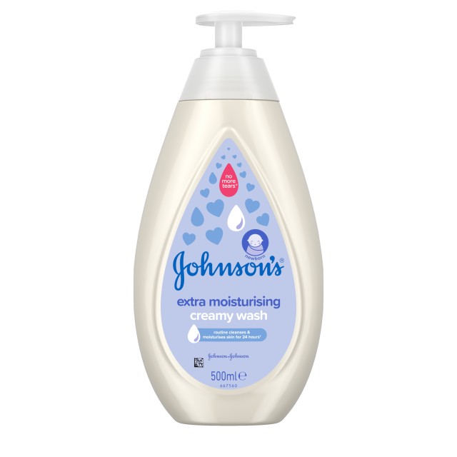Johnson's® Extra Moisturising 2 Σε 1 Αφρόλουτρο & Σαμπουάν 500ml Με Αντλία