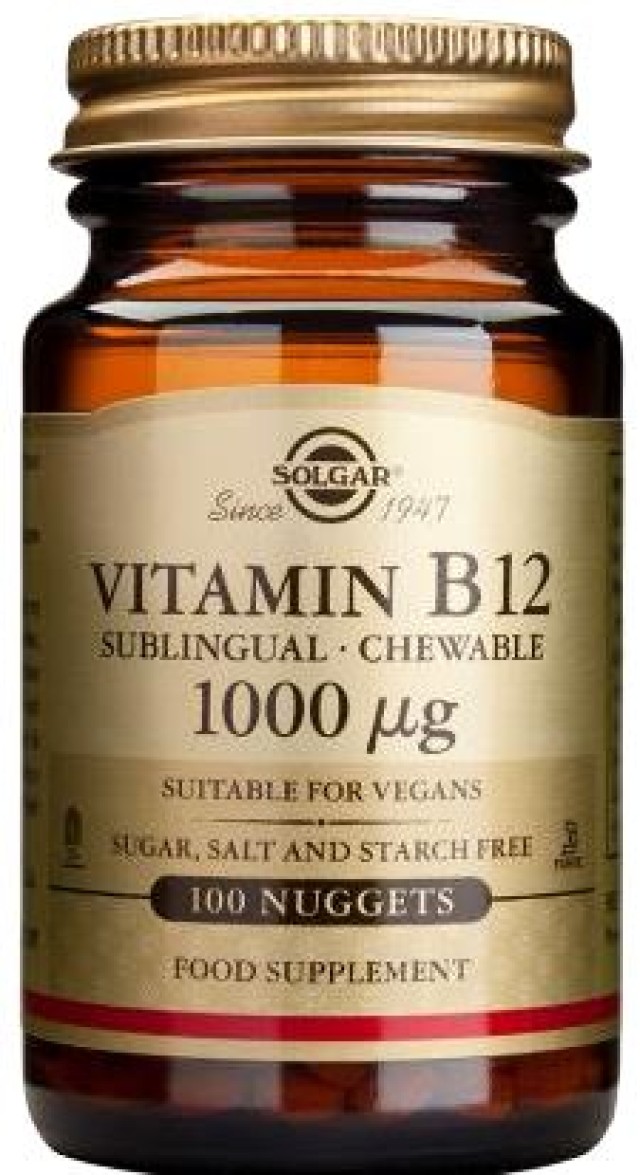 Solgar Vitamin B12 1000mg Συμπλήρωμα Διατροφής για την Καλή Λειτουργία των Κυττάρων 100 Υπογλώσσια Δισκία
