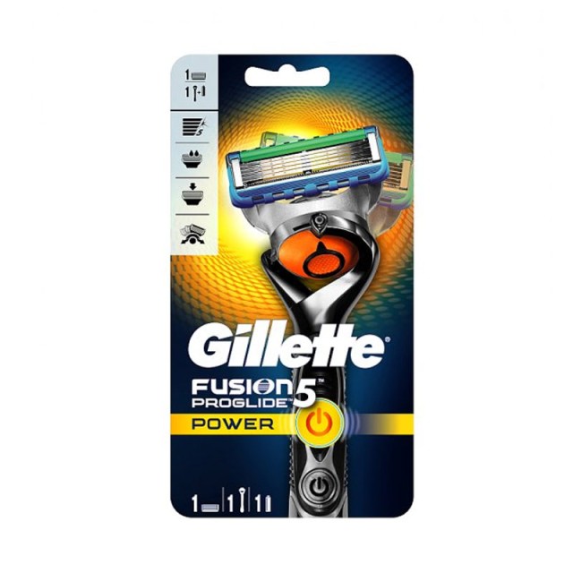Gillette Ξυριστικό Σύστημα Fusion Proglide Flexball Power Ανδρική Ξυριστική Μηχανή + 1 Ανταλλακτική Κεφαλή με Τεχνολογία FlexBall που Προσαρμόζεται στις Καμπύλες του Προσώπου