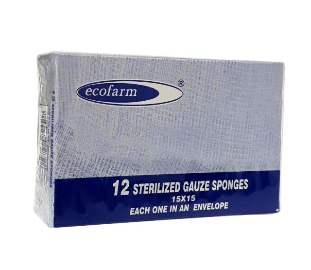 Ecofarm Γάζες αποστειρωμένες 15Χ15cm 12 Τεμάχια