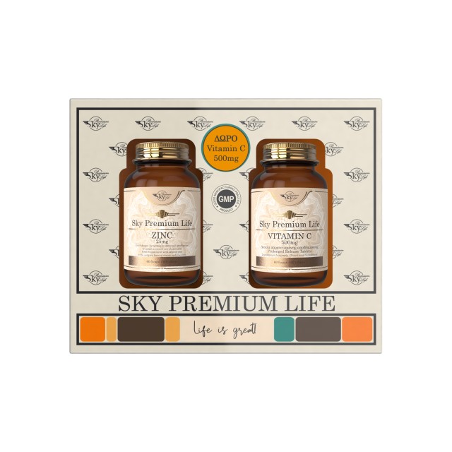 Sky Premium Life PROMO Zinc 25mg 60 Δισκία & Vitamin C 500mg 60 Δισκία …