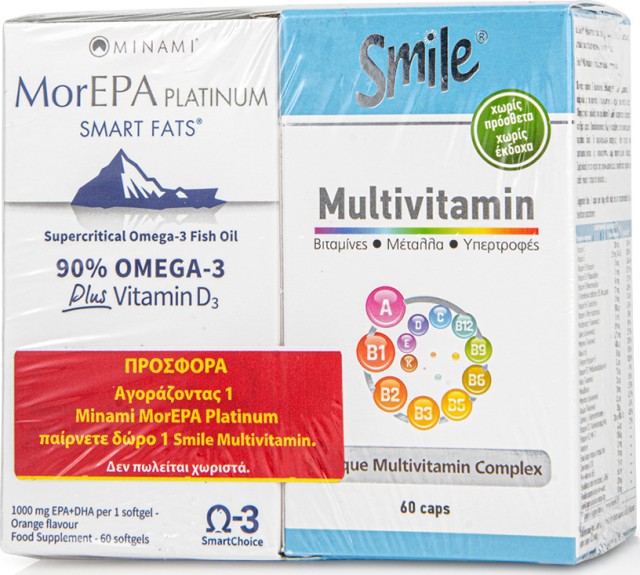 AM Health PROMO MorEPA Platinum & Vitamin D3 60 Μαλακές Κάψουλες - ΔΩΡΟ Smile Multivitamin 60 Κάψουλες
