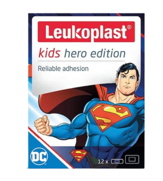 Leukoplast Kids Hero Edition Superman Παιδικά Αυτοκόλλητα Επιθέματα 2 Μεγέθη 12 Τεμάχια