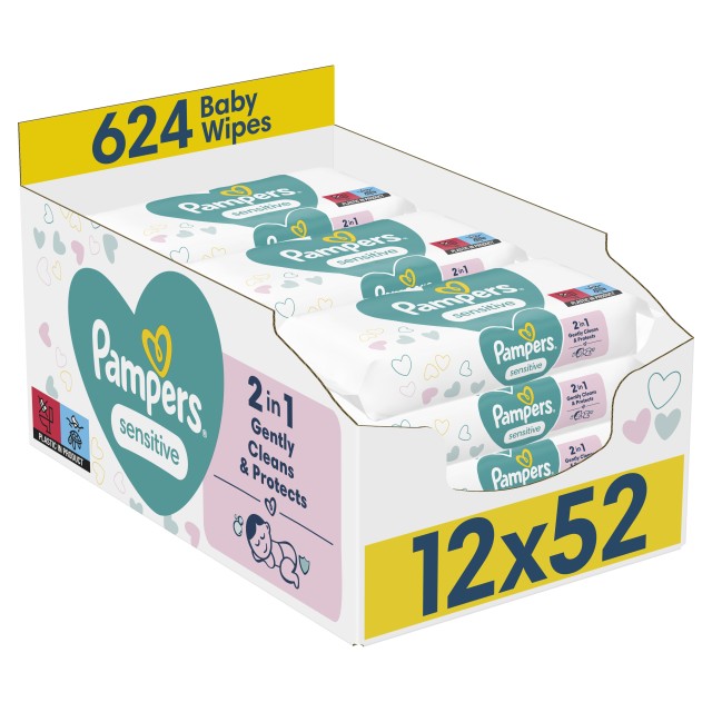 Pampers PROMO Baby Wipes Sensitive 12x52 Μωρομάντηλα