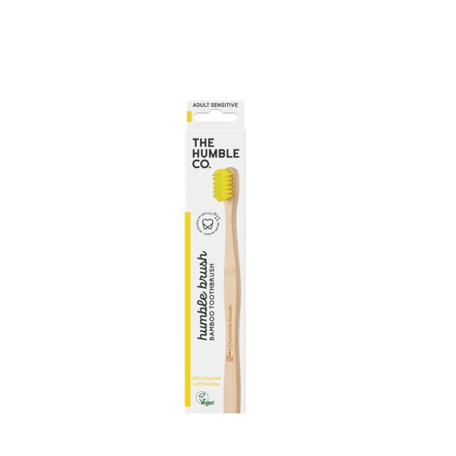 The Humble Co. Bamboo Toothbrush Adult Yellow Sensitive Οδοντόβουρτσα Ενηλίκων από Μπαμπού Κίτρινη για Ευαίσθητα Δόντια και Ούλα 1 Τεμάχιο