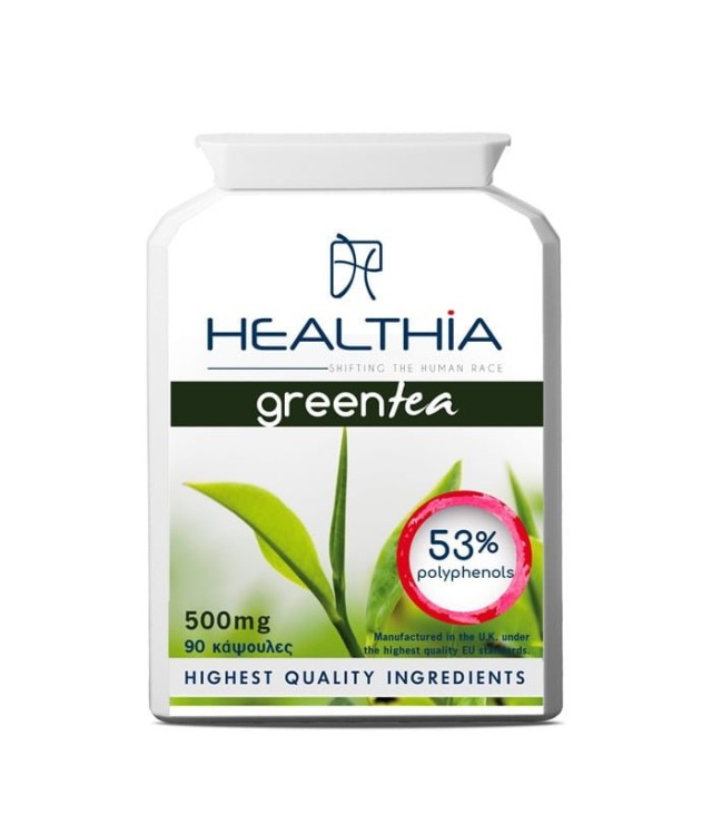 Healthia Green Tea 500mg Συμπλήρωμα Διατροφής με Πράσινο Τσάι 90 Κάψου &hellip;