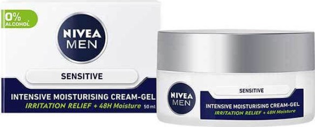 Nivea Men Sensitive Intensive Moisturising Cream Gel Ανδρική Ενυδατική Κρέμα Προσώπου 50ml