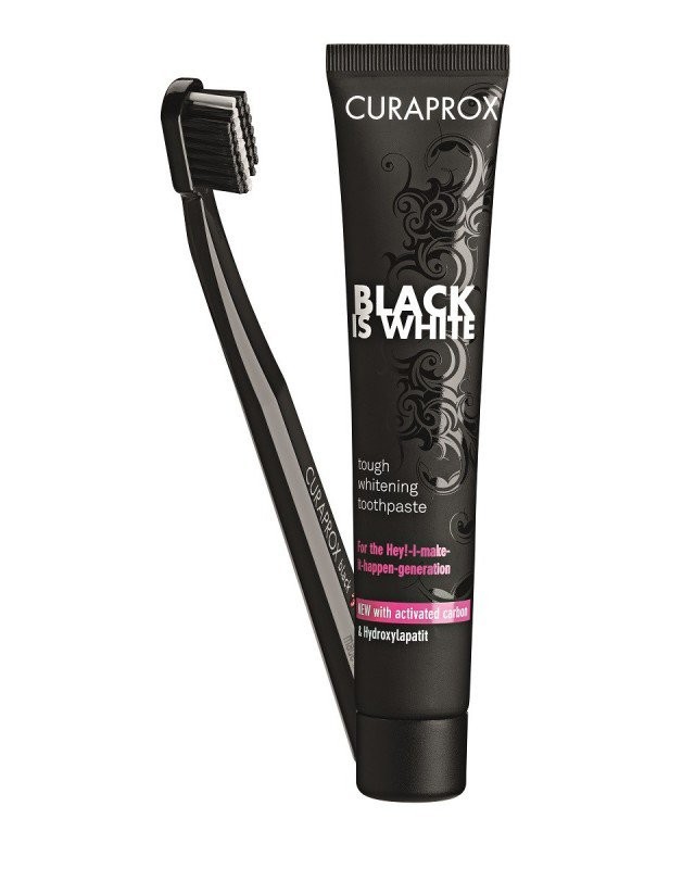 Curaprox SET Black Is White Λευκαντική Οδοντόκρεμα 90ml + Οδοντόβουρτσ …