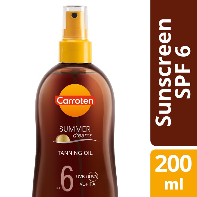 Carroten Summer Dream Tanning Oil SPF6 Λάδι Μαυρίσματος με Μοναδικό Καλοκαιρινό Άρωμα Καρύδας 200ml