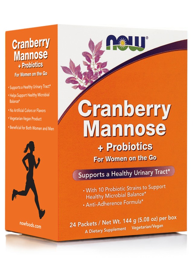 Now Foods Cranberry Mannose + Probiotics Συμπλήρωμα Διατροφής Για Χρόνιες Λοιμώξεις 24 Φακελάκια