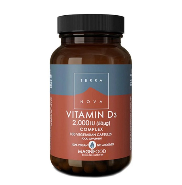 Terranova Vitamin D3 2000IU 50μg Complex Συμπλήρωμα Διατροφής για Οστά - Δόντια 100 Φυτικές Κάψουλες