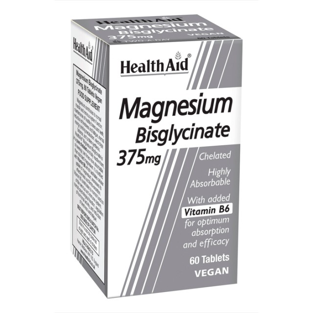 Health Aid Magnesium Bisglycinate 375mg Συμπλήρωμα Διατροφής με Μαγνήσ …