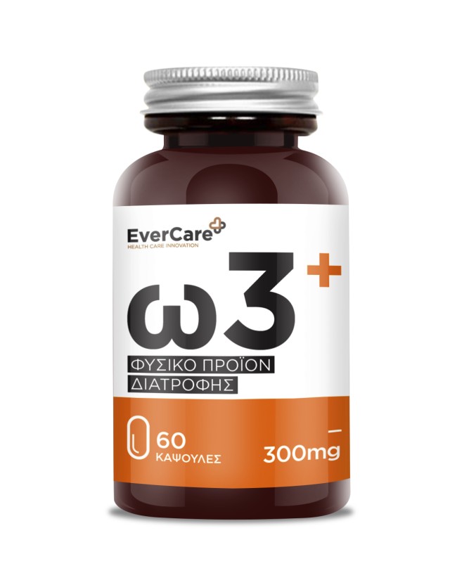 EverCare Omega 3+ Συμπλήρωμα Διατροφής Ωμέγα 3 Λιπαρά Οξέα 60 Κάψουλες