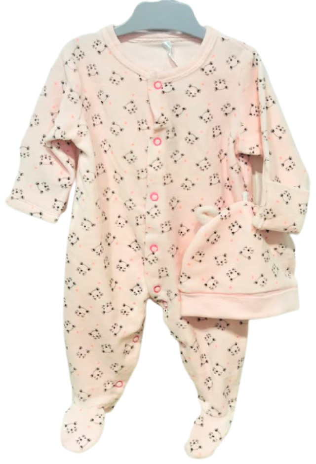 Tex Baby Collection Βρεφικό Φορμάκι Ροζ Με Σκουφάκι 0-1m+