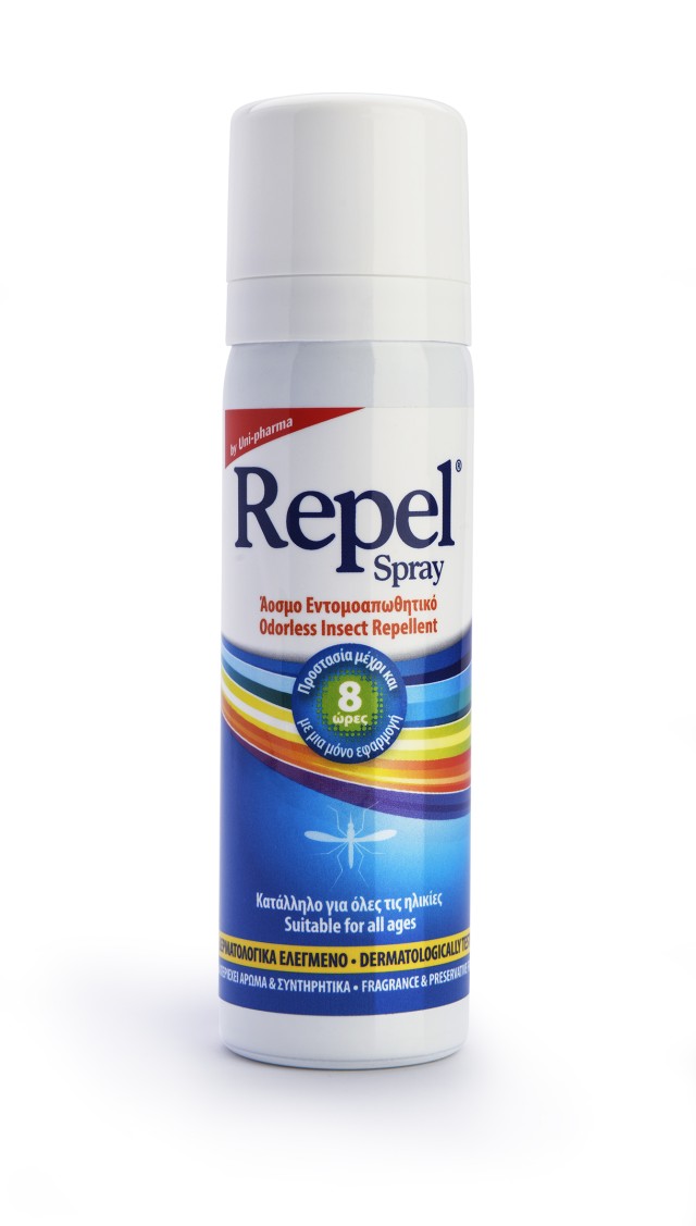 Uni Pharma Repel Άοσμο Εντομοαπωθητικό Spray με Προστασία 8 Ωρών 50ml